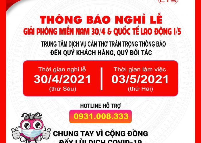 Thông báo nghỉ lễ 30/4 và 1/5